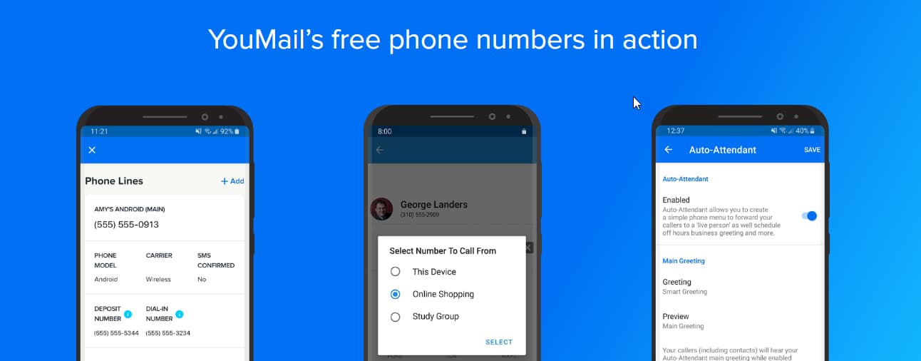 YouMail’s free phone numbers in action