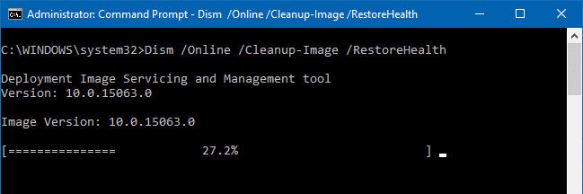 dism restorehealth  بدء إصلاح Windows 10