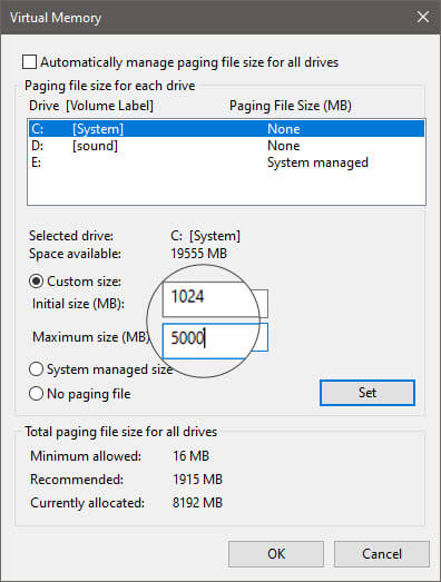 page file size