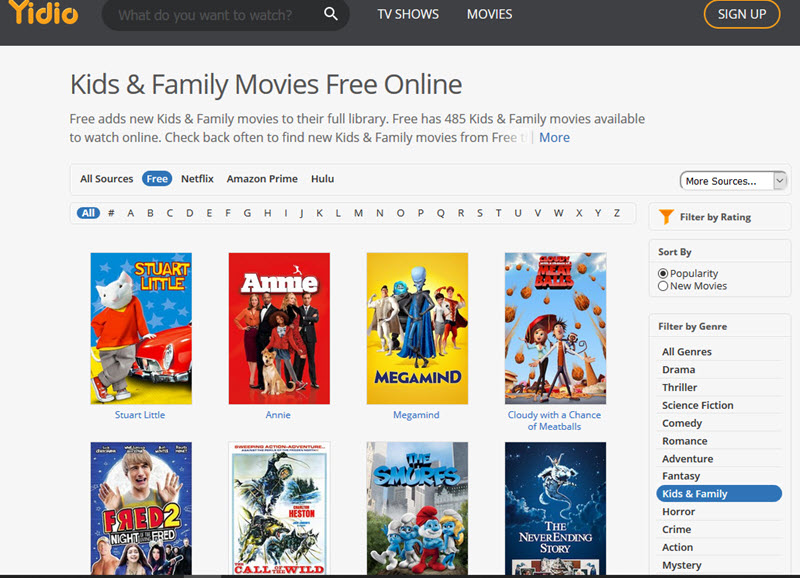 yidio Kids and Family Movies Free Online مشاهدة أفلام الاطفال