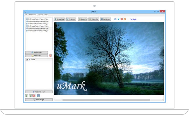 uMark برنامج إضافة Watermarks علامات مائية على الصور لأنظمة تشغيل (Windows & Mac)