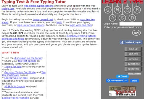 Learn2Type اختبار الكتابة على الكمبيوتر المجاني