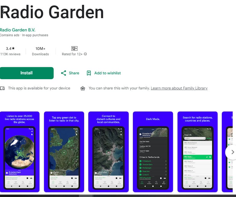 تطبيقradio garden الاستماع للراديو الخاص بالهواتف الذكية Android , Iphone 