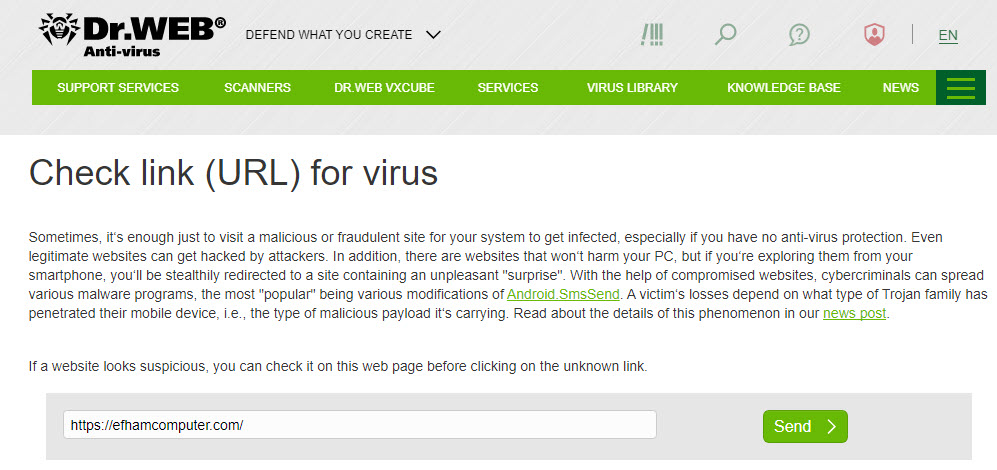 Dr.Web Link Checker 
فحص الفيروسات اونلاين