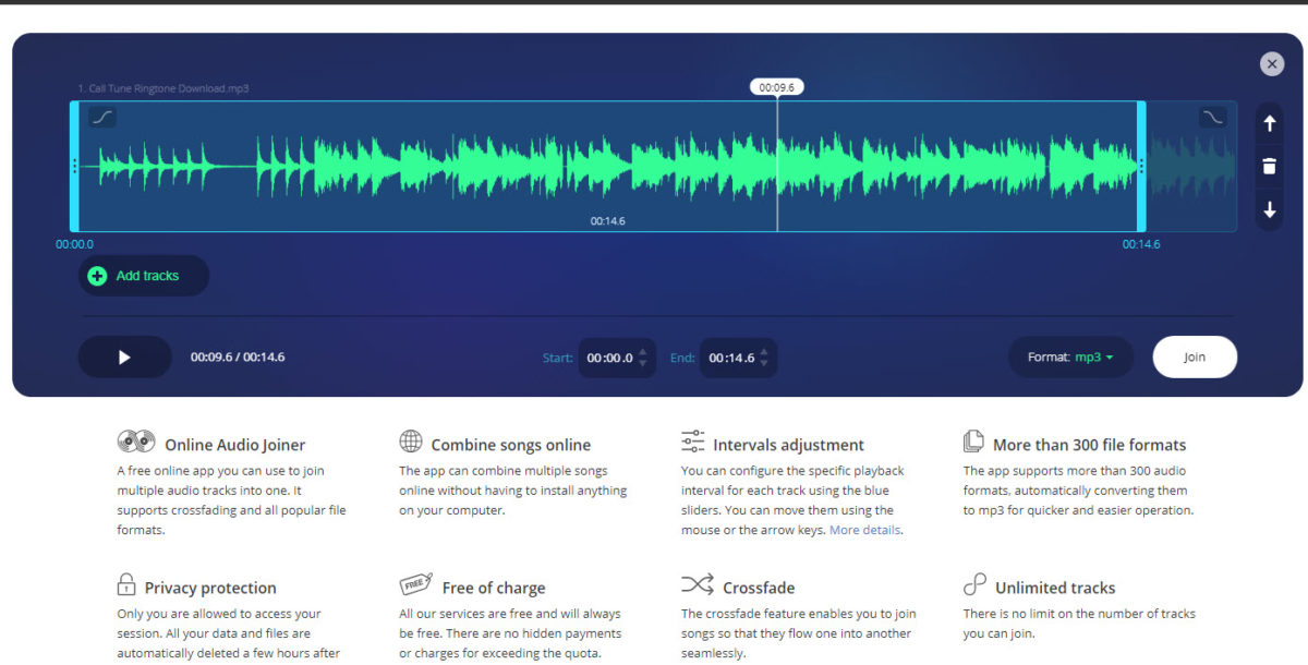 طريقة دمج الملفات الصوتية عبر Online Audio Joiner