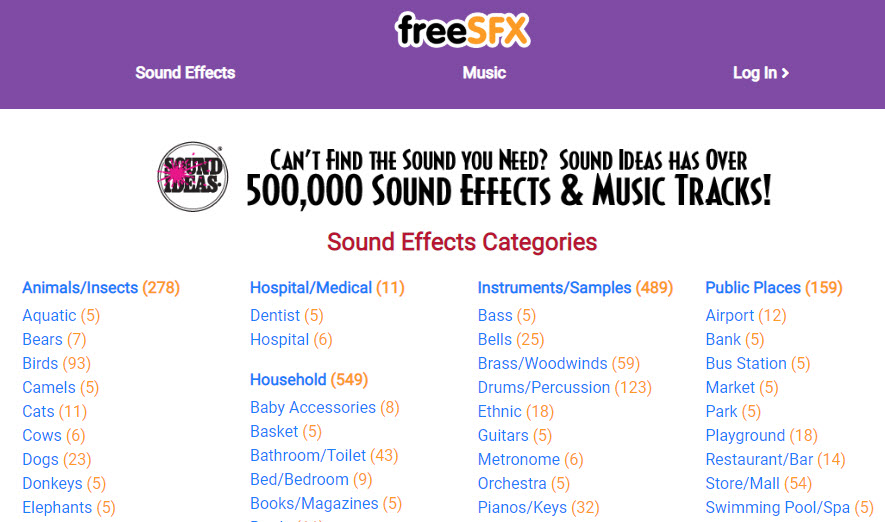 freesfx لتحميل المؤثرات الصوتية